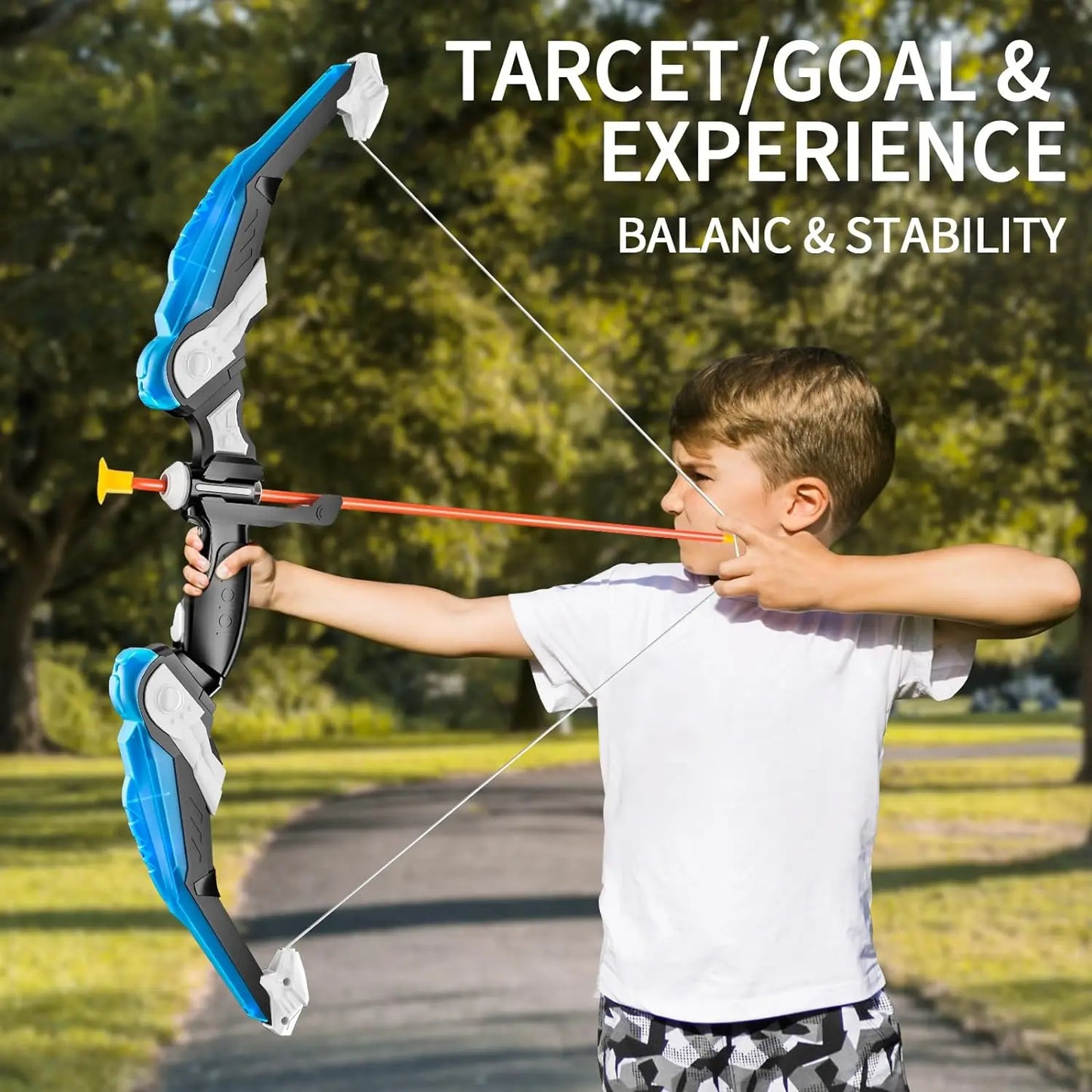 Kids Bow and Arrow Set – LED Light Up Archery Toy Set with 10 Suction Cup Arrows